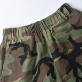 Women Autumn Pocket Casual Camouflage Shorts
