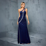Women One-Shoulder Ruched Mermaid Bodycon Long Dress