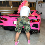 Women Autumn Pocket Casual Camouflage Shorts