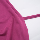 Women Plunge Neck Halter Low Back Lace-Up Top & Shorts Two-Piece Set