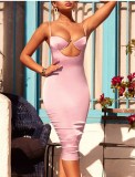Women Summer Sexy Cut-Out Strap Bodycon Dress