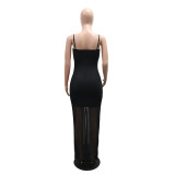 Women Beaded Strap Sexy Party Long Dress