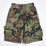 Women Autumn Pocket Casual Camouflage Shorts