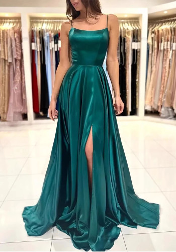 Women Solid Sleeveless Strap Chic Elegant Long Evening Dress（Processing time need 3-6 days）