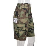 Women Autumn Pocket Casual Camouflage Shorts