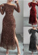 Women Fashion Leopard Print Slim-Fit Split Dress