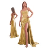 Women High-Waist Split Strap Boned Slim-Fit Evening Gown（Processing time need 3-6 days）