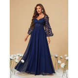Women Plus Size Slim-Fit Chiffon Formal Party Ball Evening Dress