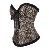 Women Trendy Slim-Fit Corset Leopard Bow Lace Bustier
