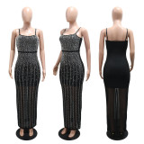 Women Beaded Strap Sexy Party Long Dress