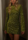 Women Autumn/Winter Long-Sleeved Gold Velvet Sequined Top Casual Party Stretchy Jacket