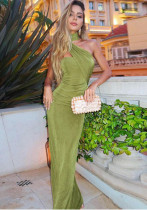 Women Sexy Scarf Ribbon Strapless Sleeveless Solid Dress