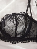 Women French Lace Bra and Sexy Lingerie Two-Piece Set