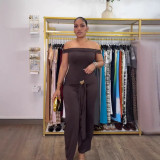 Women Elegant Stretchy Off-Shoulder Casual Lace-Up Jumpsuit