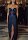 Women Solid Strapless Slit Sexy Dress