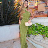Women Sexy Scarf Ribbon Strapless Sleeveless Solid Dress