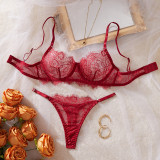 Women Lace Bra and Thong Sexy Lingerie Two-Piece Set