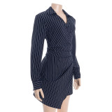 Women Elegant Striped Irregular Bodycon Maxi Dress