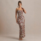 Women Spring/Summer Camisole Sequined Slit Bodycon Dress