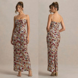 Women Spring/Summer Camisole Sequined Slit Bodycon Dress