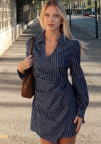 Women Elegant Striped Irregular Bodycon Maxi Dress