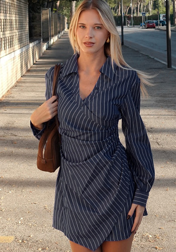 Women Elegant Striped Irregular Bodycon Maxi Dress