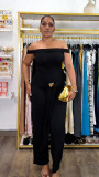 Women Elegant Stretchy Off-Shoulder Casual Lace-Up Jumpsuit