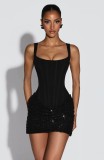 Women Spring/Summer Tie-Up Sequined Camisole Bodycon Dress