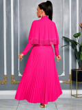 Women Elegant Bow Tassel Shawl V-Neck Formal Party Pleated Dress