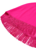 Women Elegant Bow Tassel Shawl V-Neck Formal Party Pleated Dress