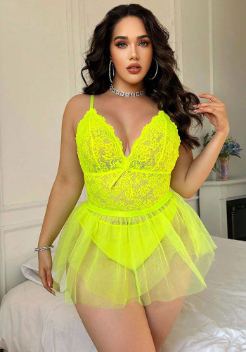Plus Size Women See-Through Sexy Mesh Lace Sexy Lingerie
