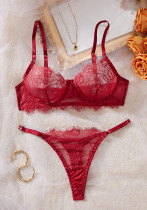 Women Lace Bra and Thong Sexy Lingerie Two-Piece Set
