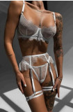 Sexy Lace-Up Cut-Out Lace Patchwork Erotic Bra Panty Set Lingerie