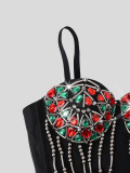 Sexy Rhinestone Tassels Strap Slim-Fit Corset Vest