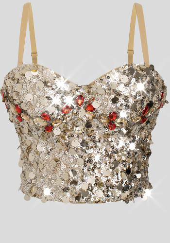 Strap Sequin Sexy Strap Corset Top