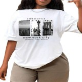 Women's Summer Printed Loose Short Sleeve Round Neck T-Shirt