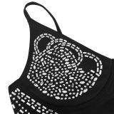 Women's Fashion Beaded Sexy Strap See-Through Mesh Maxi Dress