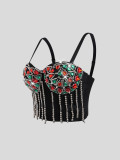 Sexy Rhinestone Tassels Strap Slim-Fit Corset Vest