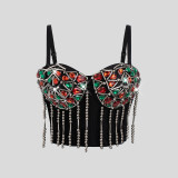 Sexy Rhinestone Tassels Strap Slim-Fit Corset Vest