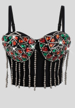 Sexy Rhinestone Tassels Strap Slim-Fit Corset Vest
