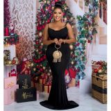 Women's Fashion Solid Color Strap Sleeveless Maxi Dress