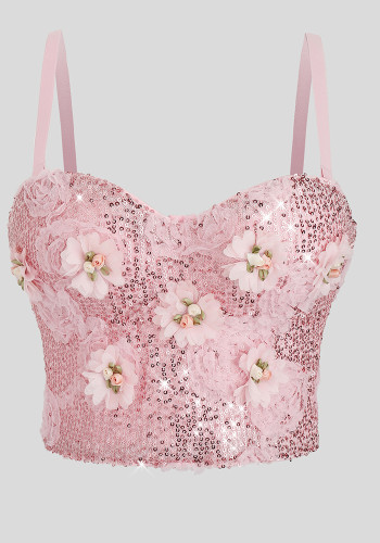 Women's Mesh Floral Luxury Strapless Corset Top