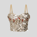 Strap Sequin Sexy Strap Corset Top