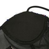 Women's Fashion Sexy Strap Sequin Mesh See-Through Zipper Midi Dress