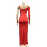 Women's Sexy Nightclub Cut-Out Irregular Maxi Dress