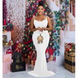 Women's Fashion Solid Color Strap Sleeveless Maxi Dress