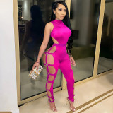 Women's Fashion Sexy Cut-Out Nightclub Tight-Fitting Low Back Jumpsuit