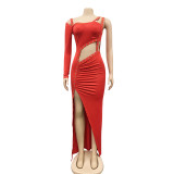 Women's Sexy Nightclub Cut-Out Irregular Maxi Dress