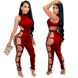 Women's Fashion Sexy Cut-Out Nightclub Tight-Fitting Low Back Jumpsuit