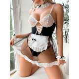 Sexy Lace Maid Uniform Erotic Straps Lingerie Set